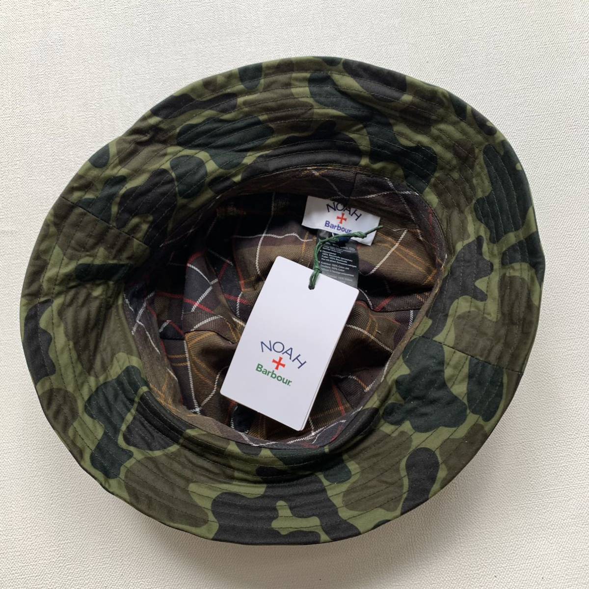 新品レア 2022AW NOAH ノア × Barbour バブアー コラボ カモフラ ハット S/M 定1.87万 Bell Hat Camo ワックスドコットン メンズ_画像5