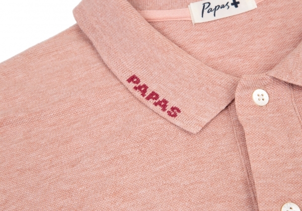 パパスプラスPapas+ ロゴワッペン長袖鹿の子ポロシャツ ピンクL 【メンズ】_画像5