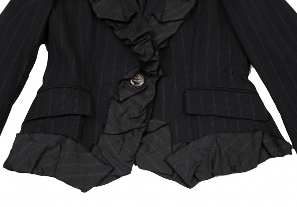  Issey Miyake ISSEY MIYAKE frill equipment ornament stripe setup suit black 2 [ lady's ]
