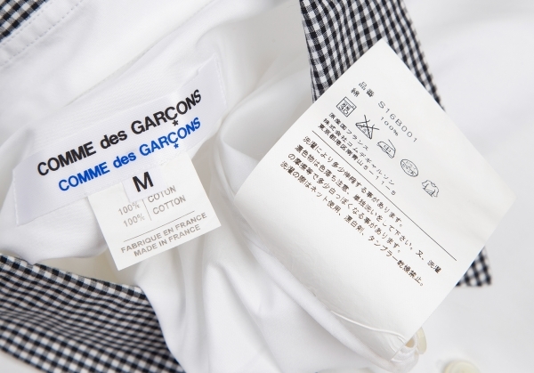 コムコム コムデギャルソンCOMME des GARCONS ギンガムチェック切替コットンシャツ 白黒M 【レディース】_画像10