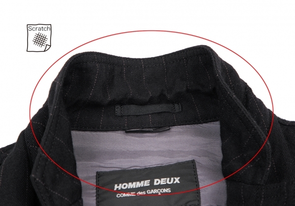コムデギャルソン オムドゥCOMME des GARCONS HOMME DEUX ウール製品染めストライプジャケット 黒S 【メンズ】_画像3