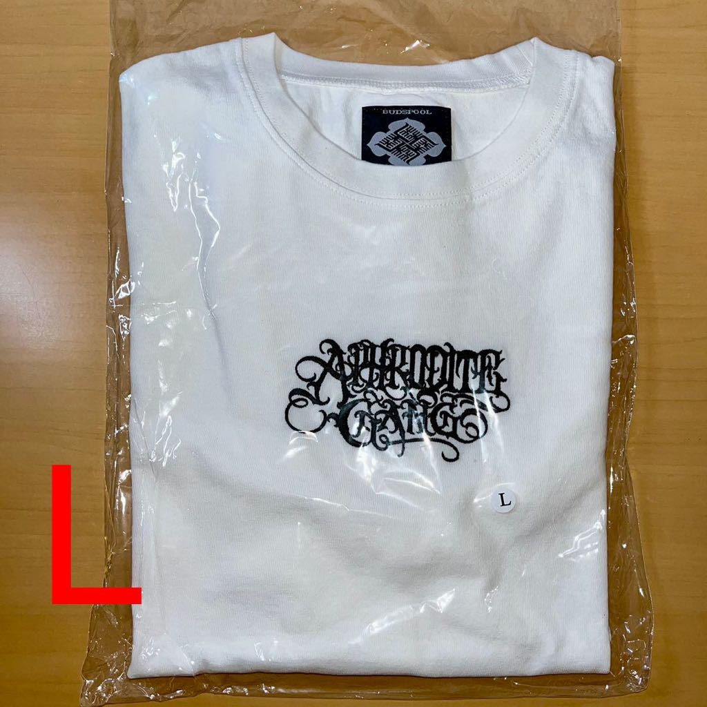 L 白 GAKKIN × BUDSPOOL CLASSIC LOGO S/S Tee ガッキン 舐達麻 ロゴ 花罰 Tシャツ 中目黒 POP UP