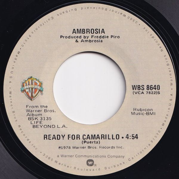 Ambrosia How Much I Feel / Ready For Camarillo Warner Bros. US WBS 8640 203475 ロック ポップ レコード 7インチ 45_画像2