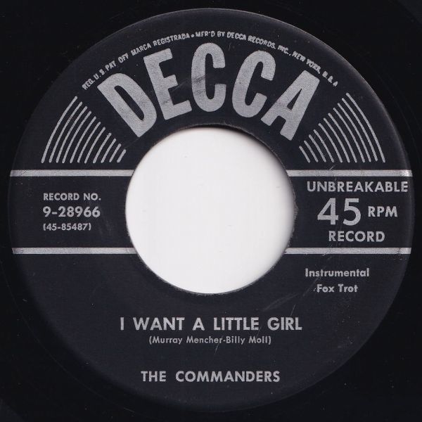 Commanders I Want A Little Girl / Davey Jones Decca US 9-28966 203490 JAZZ ジャズ レコード 7インチ 45_画像1