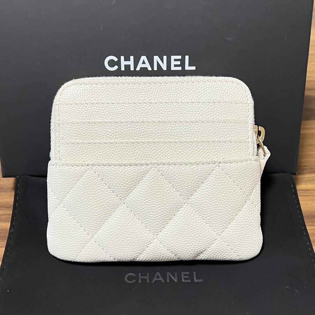 ★未使用に近い★CHANEL シャネル コインケース キャビアスキン ココマーク ホワイト