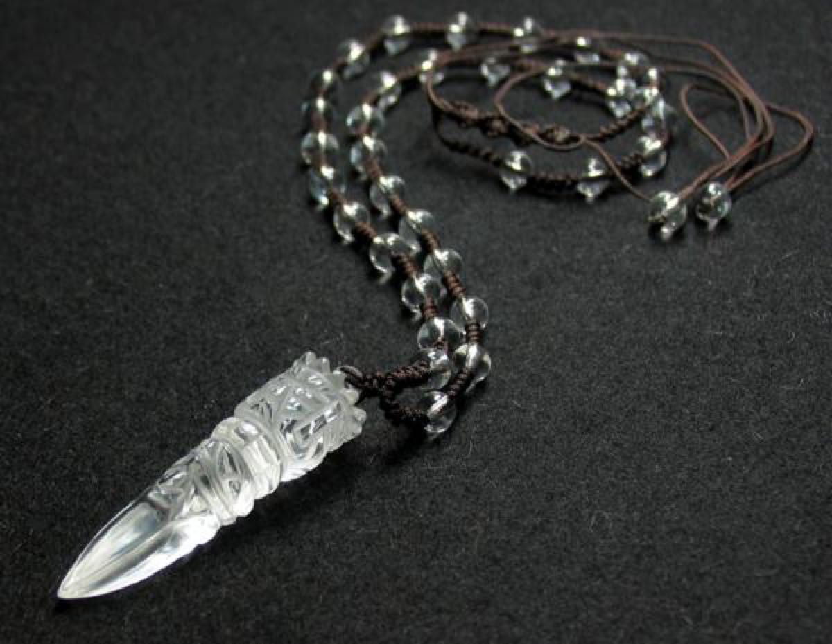 激安卸価格　天然水晶プルパ　チベット密教　金鋼杵　法具　ネックレス