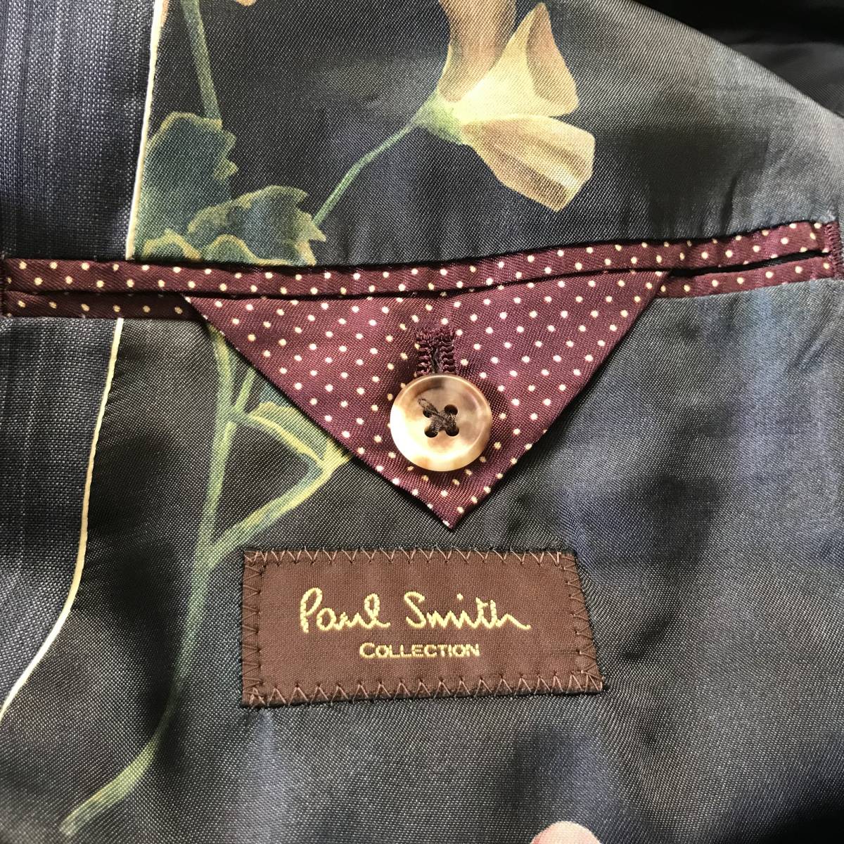 Paul Smith×Lanificio T.G. di Fabio ポールスミス×ラニフィシオ・ファビオ ストライプ柄 背抜きテーラードJKT 美品 size MXの画像7