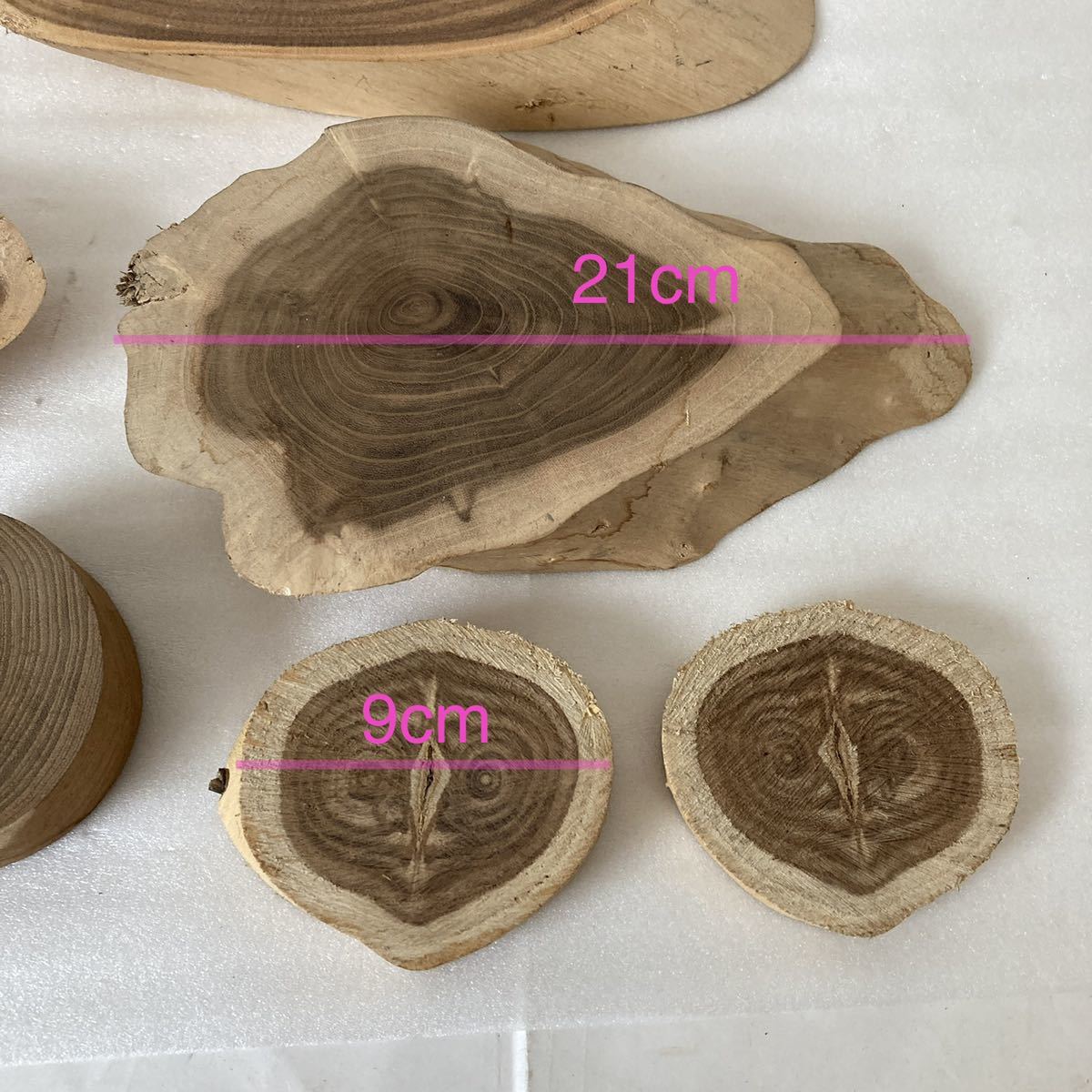 天然木 9枚 土台 加工用 輪切り スライス済 研磨無し ハンドメイド素材民藝 床の間飾り_画像4