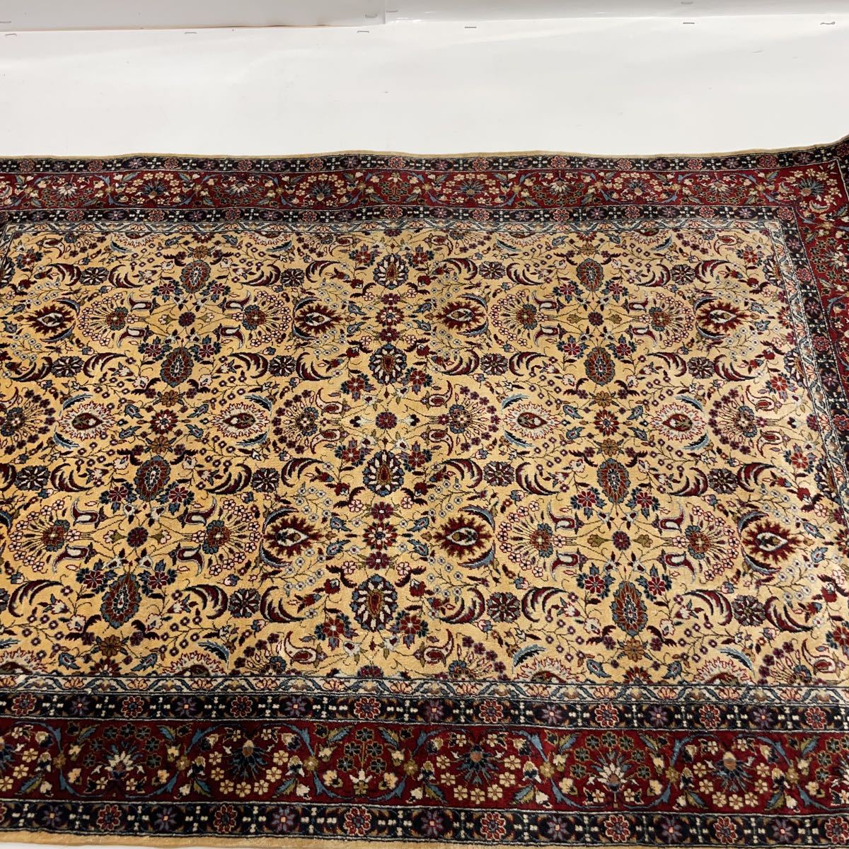 ペルシャ絨毯 イラン 玄関マット 尺寸2×3 地色635 厚度1/8 道数400 上海毯 絨毯 家庭用カーペット 100%SILK_画像3