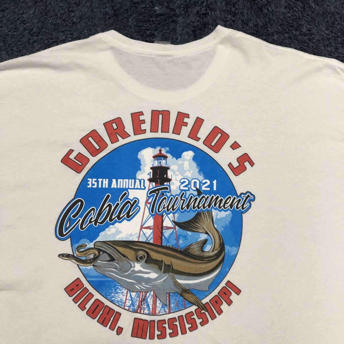 魚TEE　2XL　フィッシュtシャツ　Mississippiー　ミシシッピー　バックプリント　白　袖プリ　Ford　フォード　イベントTEE _画像2