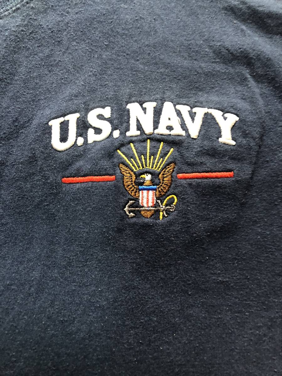 USNAVY　USネイビー　七分袖TEE　七分袖tシャツ　紺　2XL　U.S.NAVY　長袖　アメリカ海軍　胸元刺繍　アメリカ軍　米軍　古着_画像5