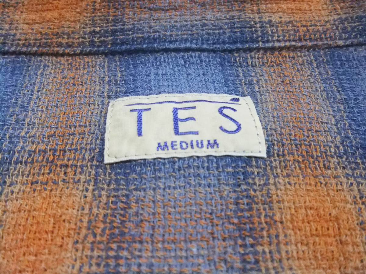 TES（エンドレスサマー）オンブレチェック オープンカラーシャツ/開襟シャツ Mの画像4