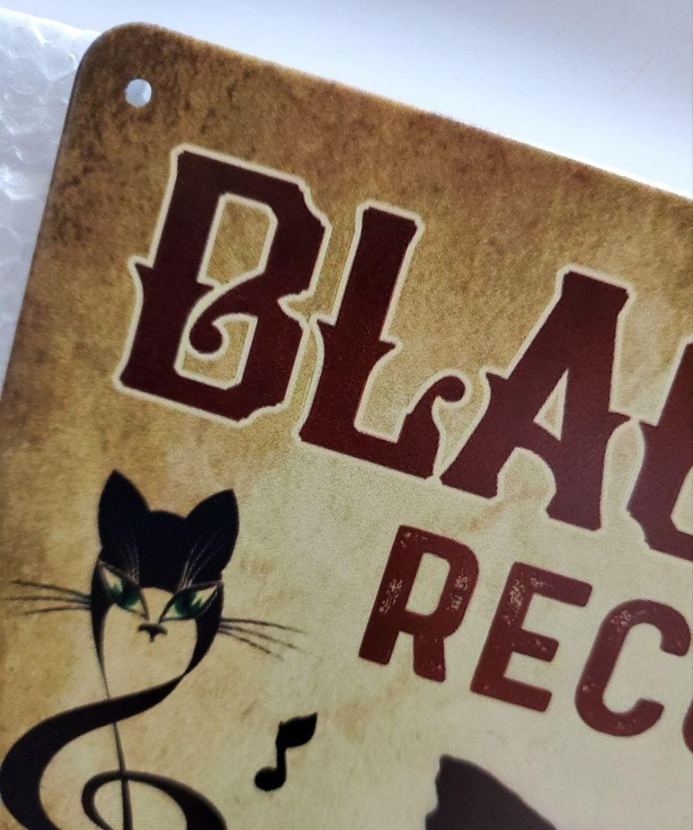 ブリキ看板 HANAKO レトロ 猫の看板 T26 黒猫 バイオリン 音楽教室 スタジオ ウェルカムボードの画像5