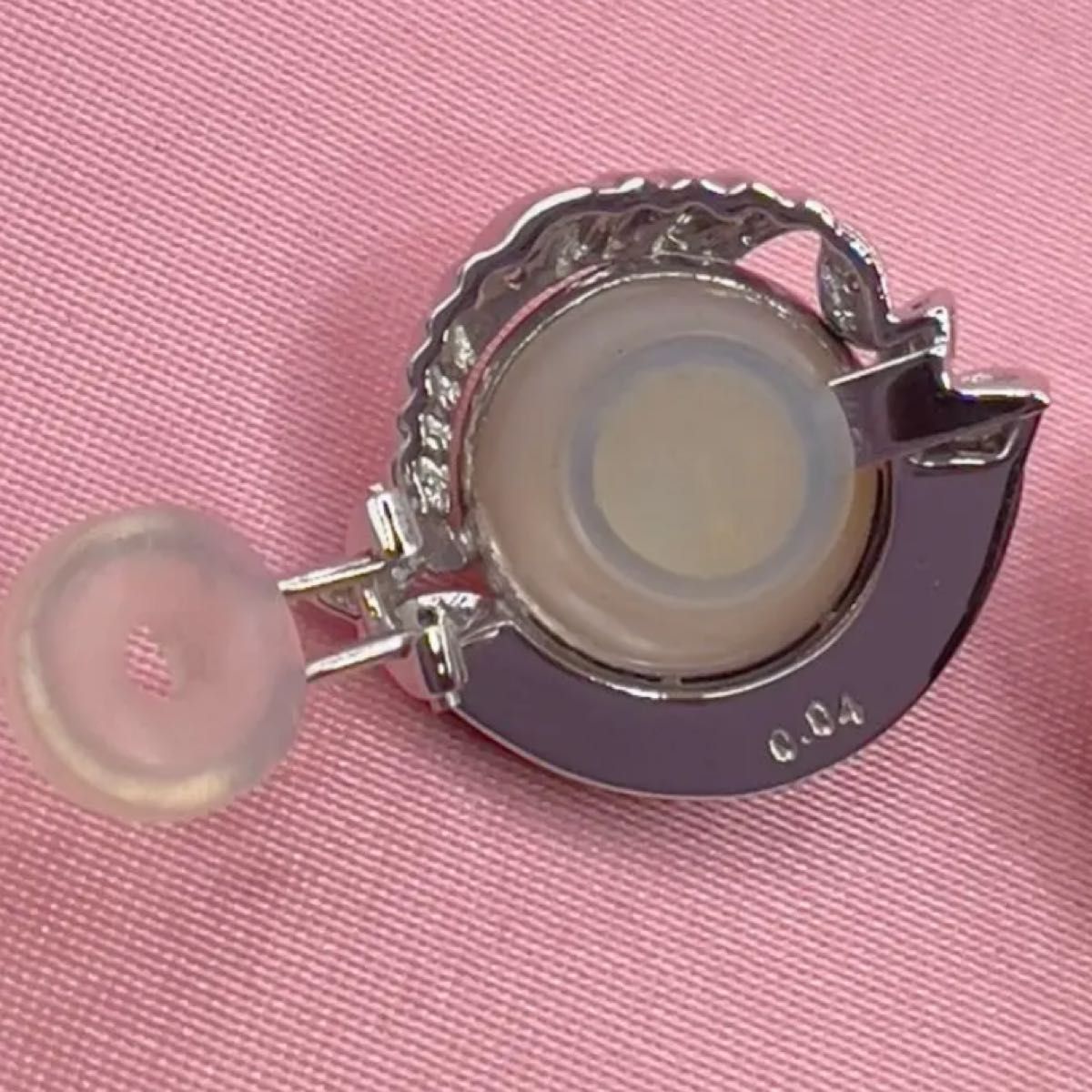 美品 マベパールイヤリング ダイヤモンドK14WG|PayPayフリマ