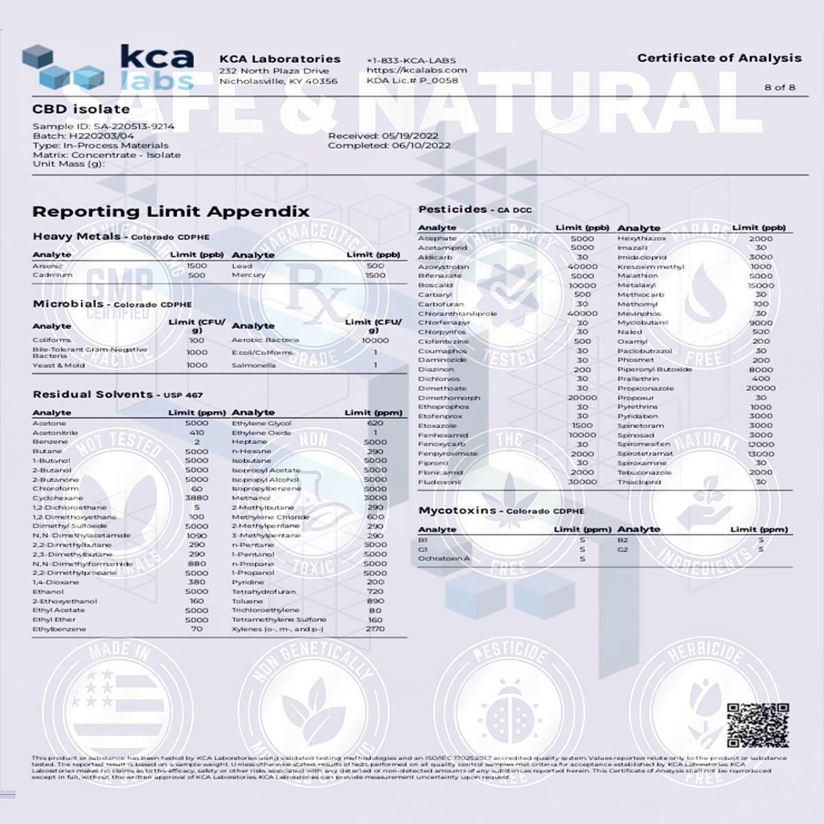 Kca最高品質検査済み CBDアイソレートパウダー 99 5% 100g CBN CBG CRD