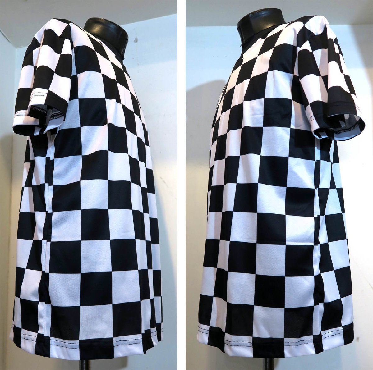 新品 3XLサイズ チェッカーフラッグ Tシャツ 540 白×黒 市松模様 ホワイト ブラック F1 パイロット ポールポジション ロック モード_画像5
