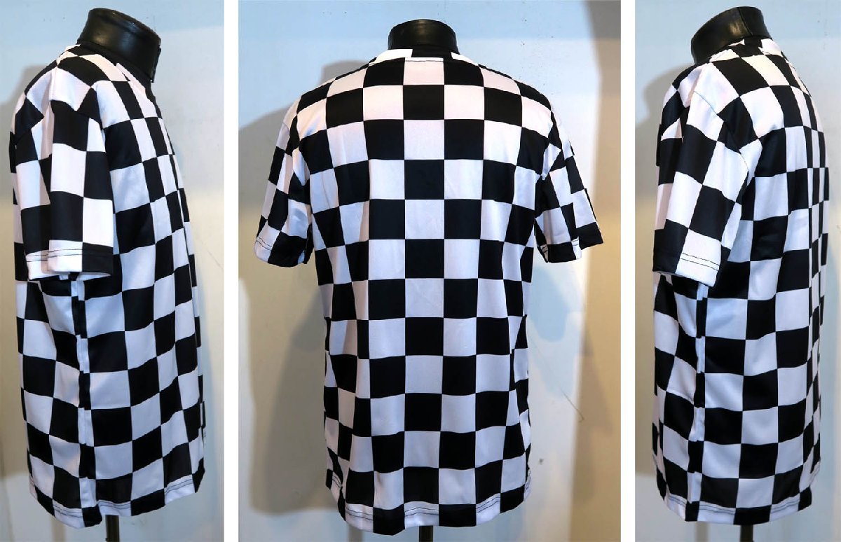 新品 3XLサイズ チェッカーフラッグ Tシャツ 540 白×黒 市松模様 ホワイト ブラック F1 パイロット ポールポジション ロック モード_画像2
