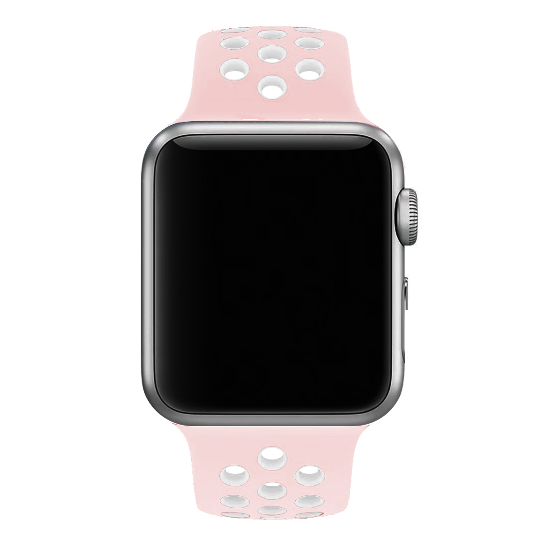 38MM/40MM, ピンク/ホワイト Apple Watch用 バンド シリコン製 スポーツ アップルウォッチ バンド Apple Watch Series 6/5/4/3/2/1に対応_画像6