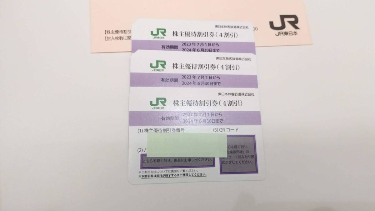 382【3枚セット】JR東日本 株主優待割引券（4割引）2023年7月1日～2024