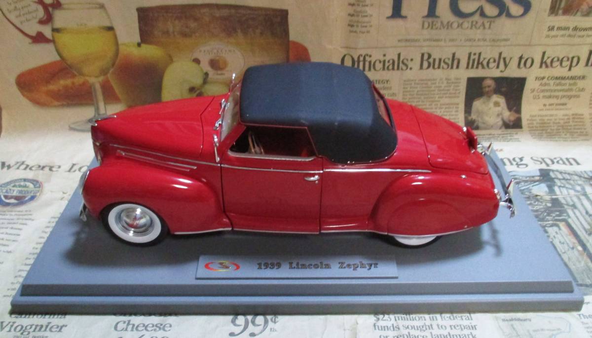 * ultra rare out of print *Signature Models*1/18*1939 Lincoln Zephyr Convertible red ≠ Franklin Mint 
