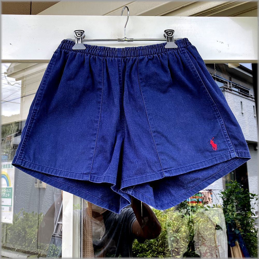 ★ポロ　ラルフローレン　80s 90s　コットン　ショーツ　ショートパンツ　size M　紺色★検 ビンテージ 短パン 古着_画像1