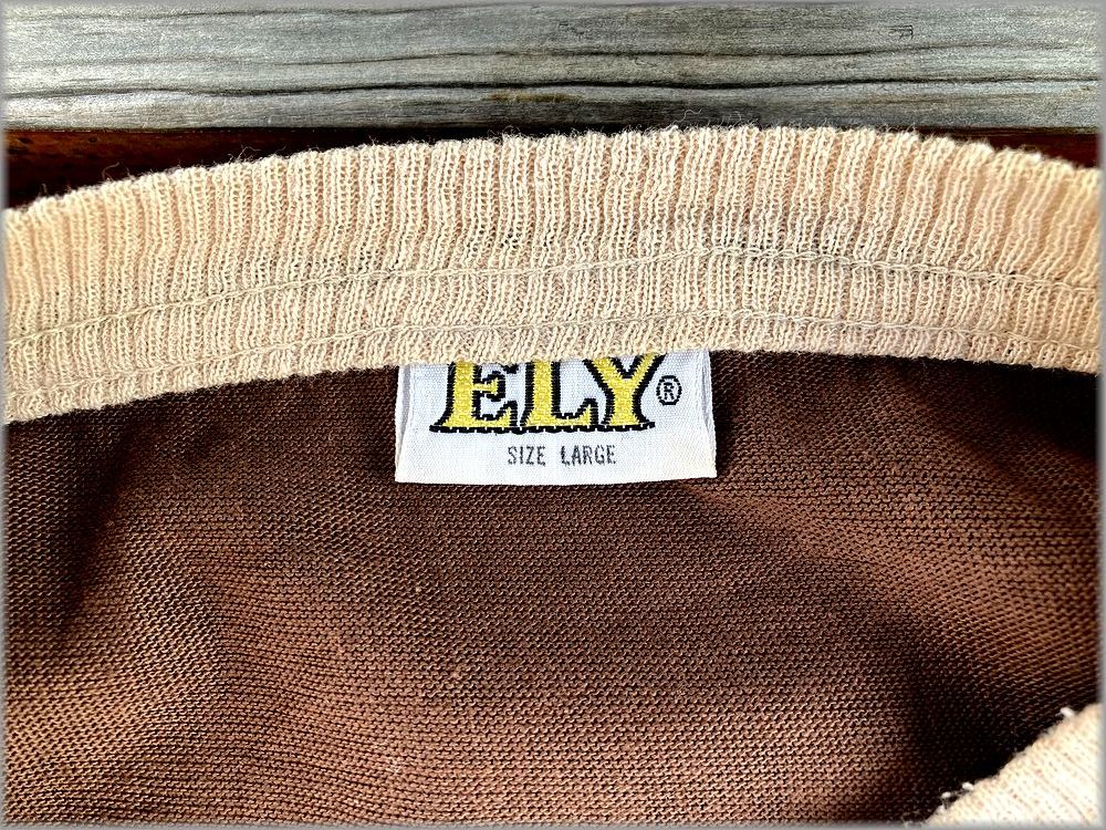 ★ELY　70s 80s　ビンテージ　Tシャツ　size L　無地　茶色★検 古着 ワーク アメリカ アメカジ_画像3