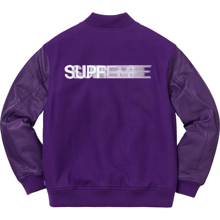 即決 supreme motion logo varsity jacket purple M_画像1