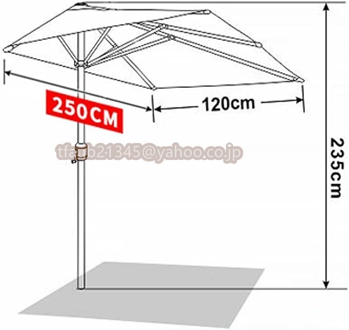  половина зонт сад зонт зонт кривошип имеется,250×120cm прямоугольный наружный шпаклевка .o балкон стена зонт, водонепроницаемый кофе магазин и т.п. подходит 