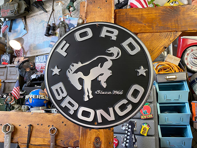 Ford Bronco раунд type жестяная пластина табличка # american смешанные товары America смешанные товары 