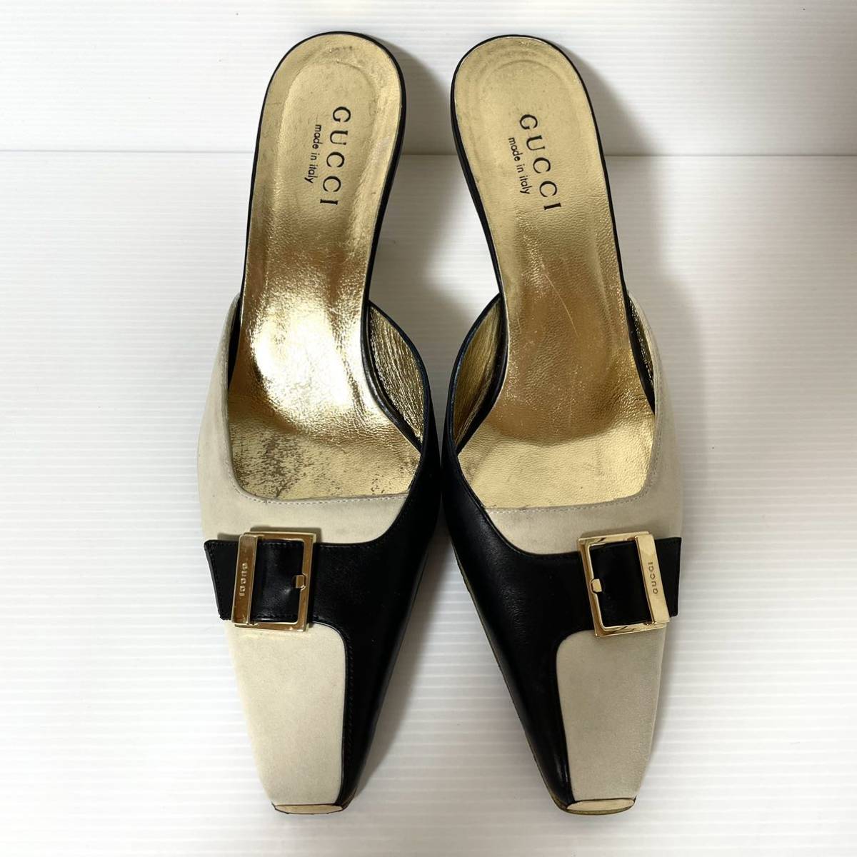 美品】GUCCI グッチ ミュール サンダル スエード バイカラー 40C 25cm