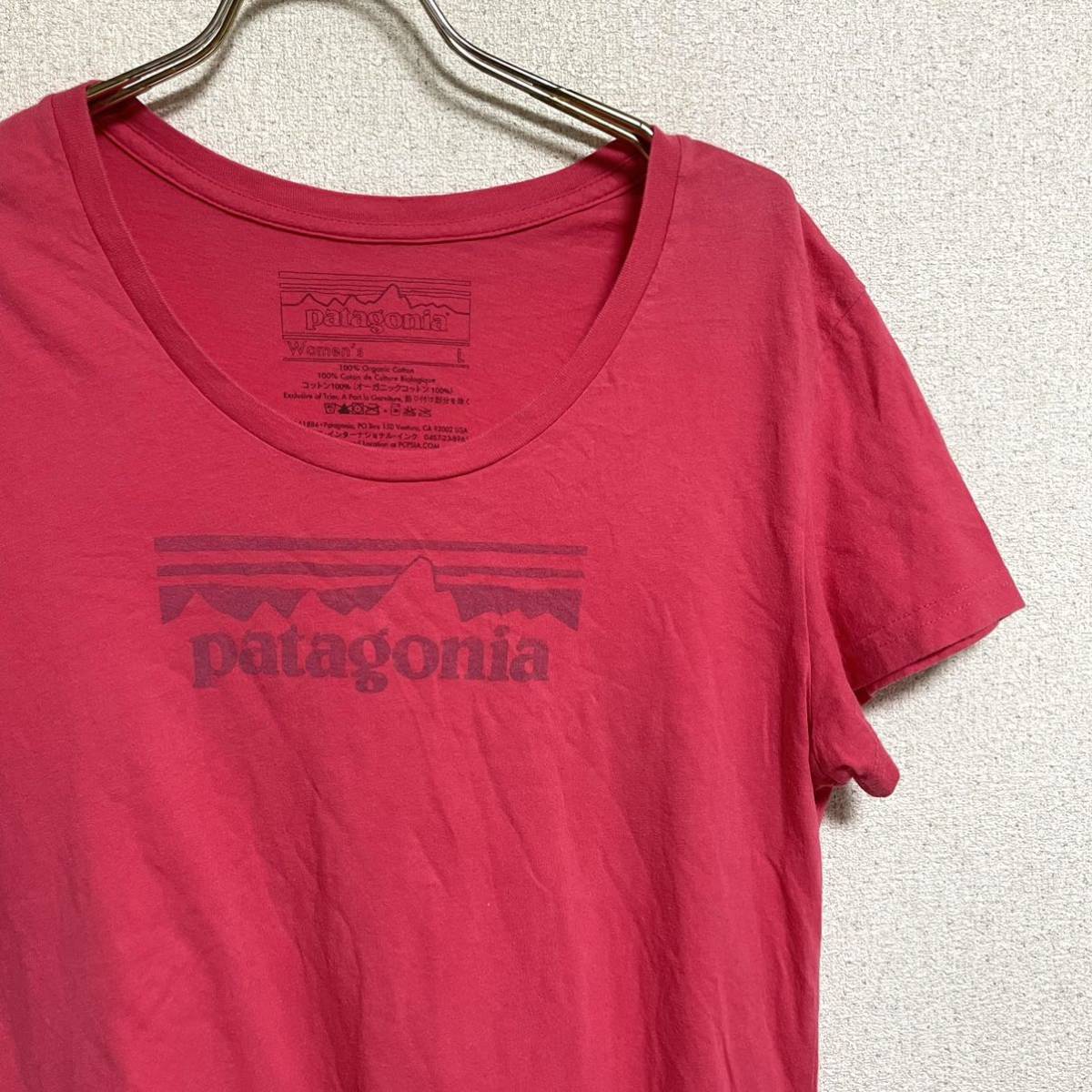 パタゴニア Patagonia 半袖Tシャツ ロゴプリントTEE カットソー ピンク サイズWomen's L ＊BM_画像1