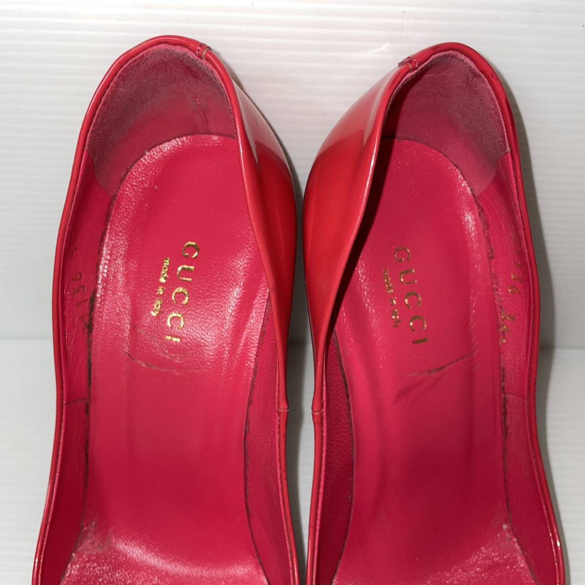 GUCCI グッチ　エナメルパンプス ヒールパンプス ヒール10.5cm 351/2 22.5cm レッド　＊AG_画像3