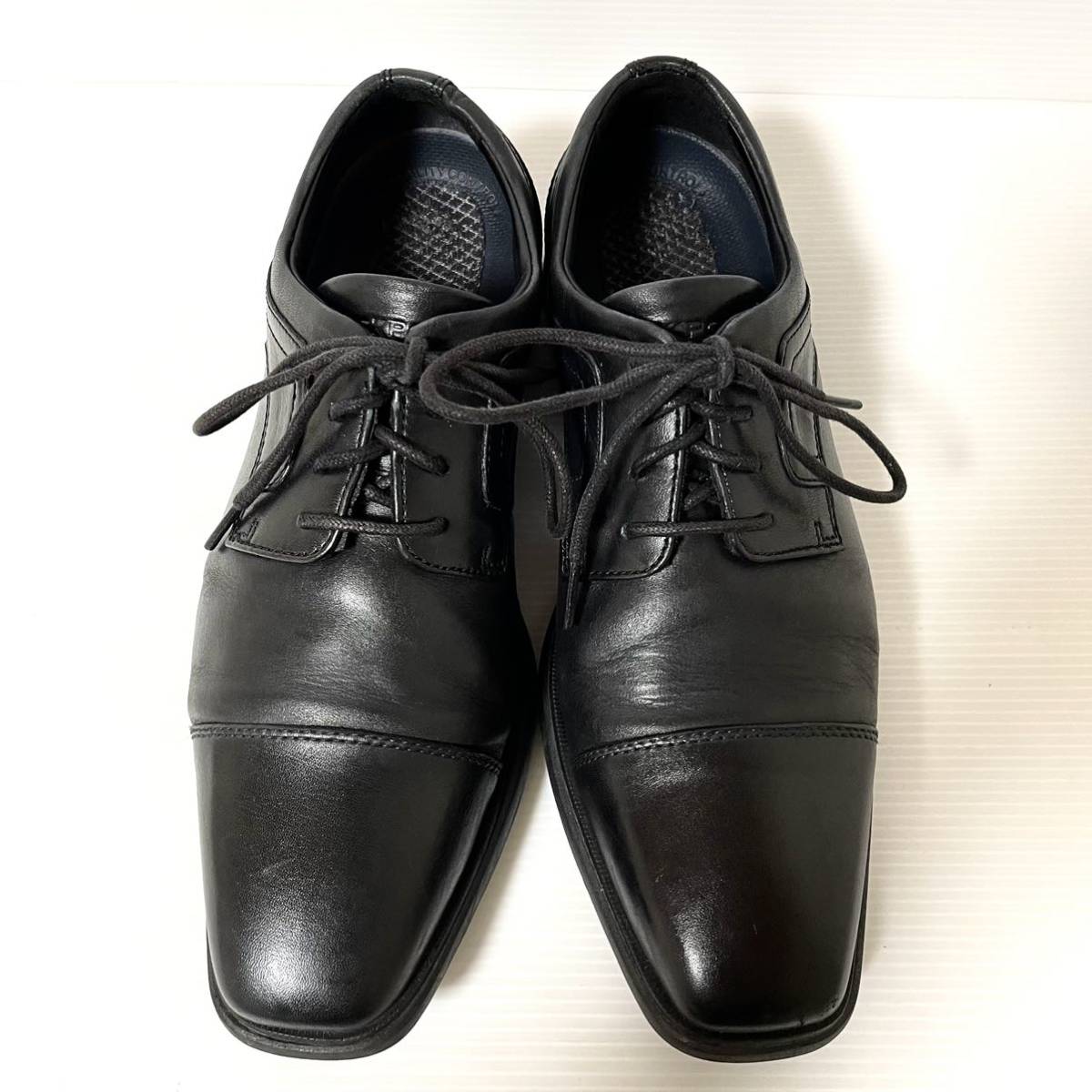 【美品】ROCKPORTロックポート ビジネスシューズ ストレートチップ 紳士靴 レザー 本革24.5cm ブラック ＊12の画像2