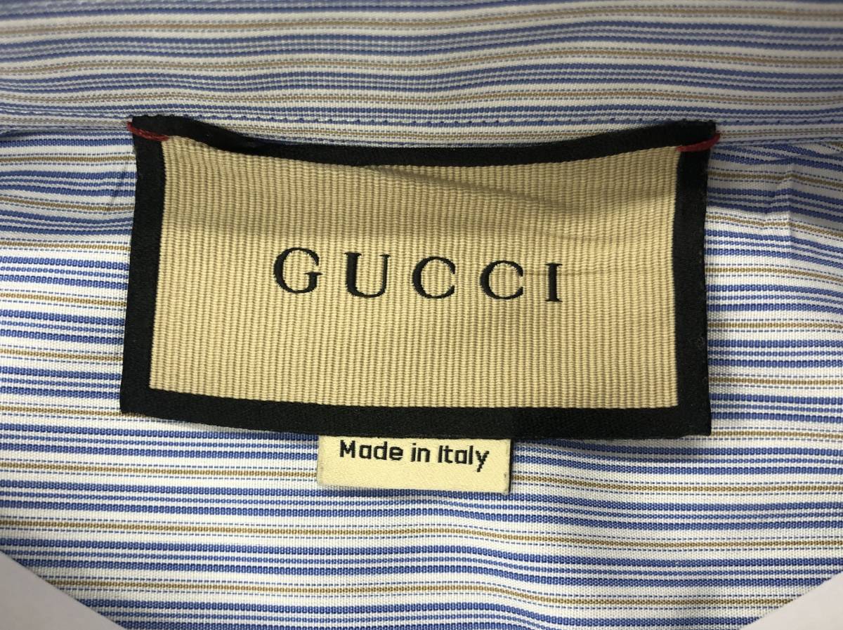 (3990) GUCCI グッチ ストライプ シャツ 半袖シャツ 46 美品_画像6