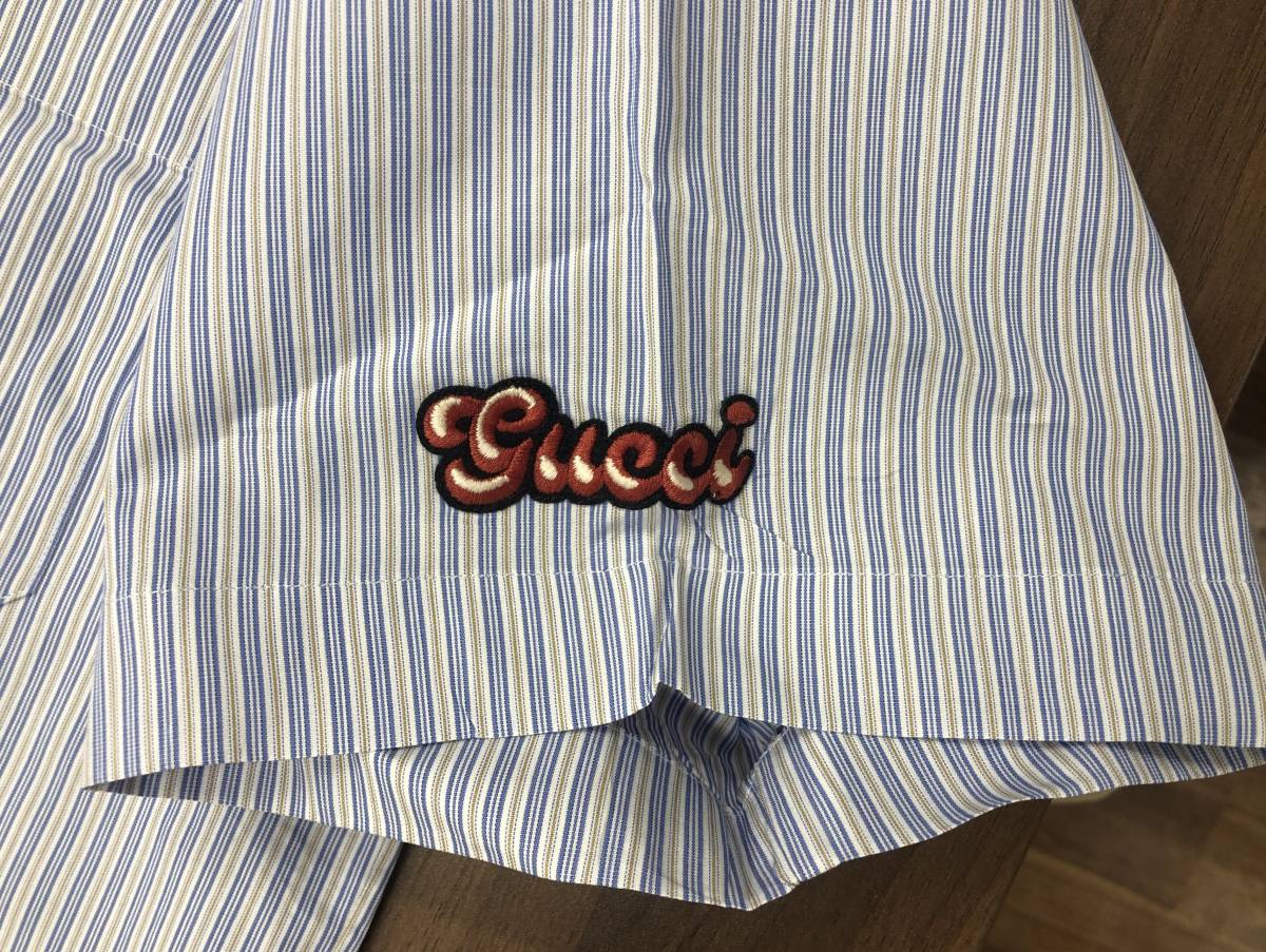 (3990) GUCCI グッチ ストライプ シャツ 半袖シャツ 46 美品_画像5