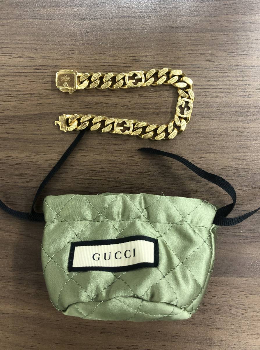 (3562) GUCCI グッチ インターロッキング G ブレスレット ゴールドメッキ 最新モデル _画像1