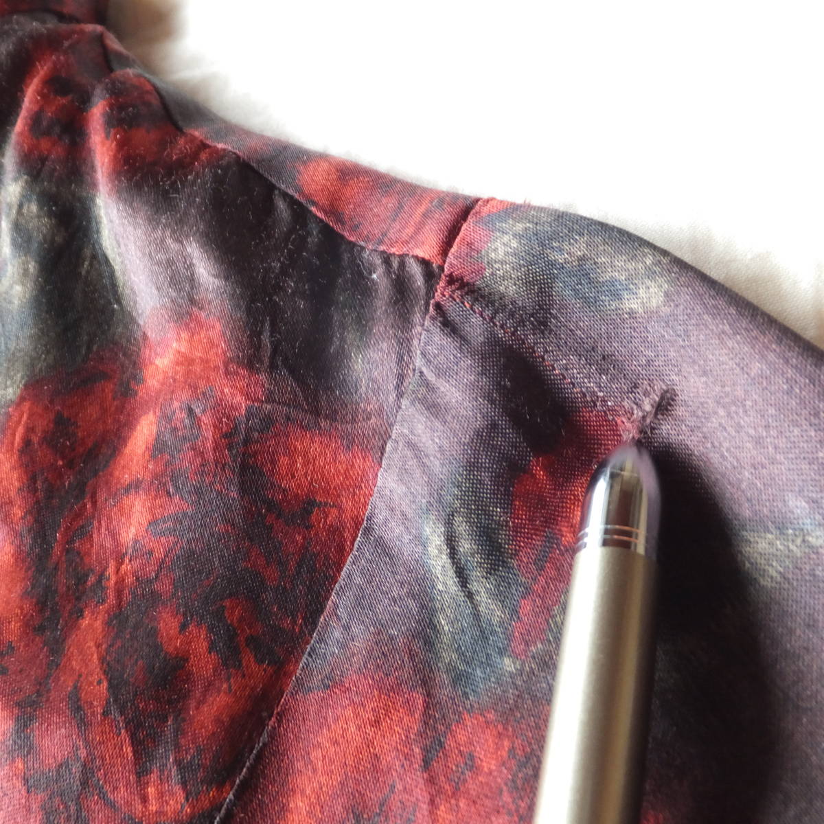 90's RRL 初期 三ツ星 Ralph Lauren レディース 花総柄 長袖 シャツ ブラウス アセテート100% ラルフローレン ※キズありヴィンテージ_画像7