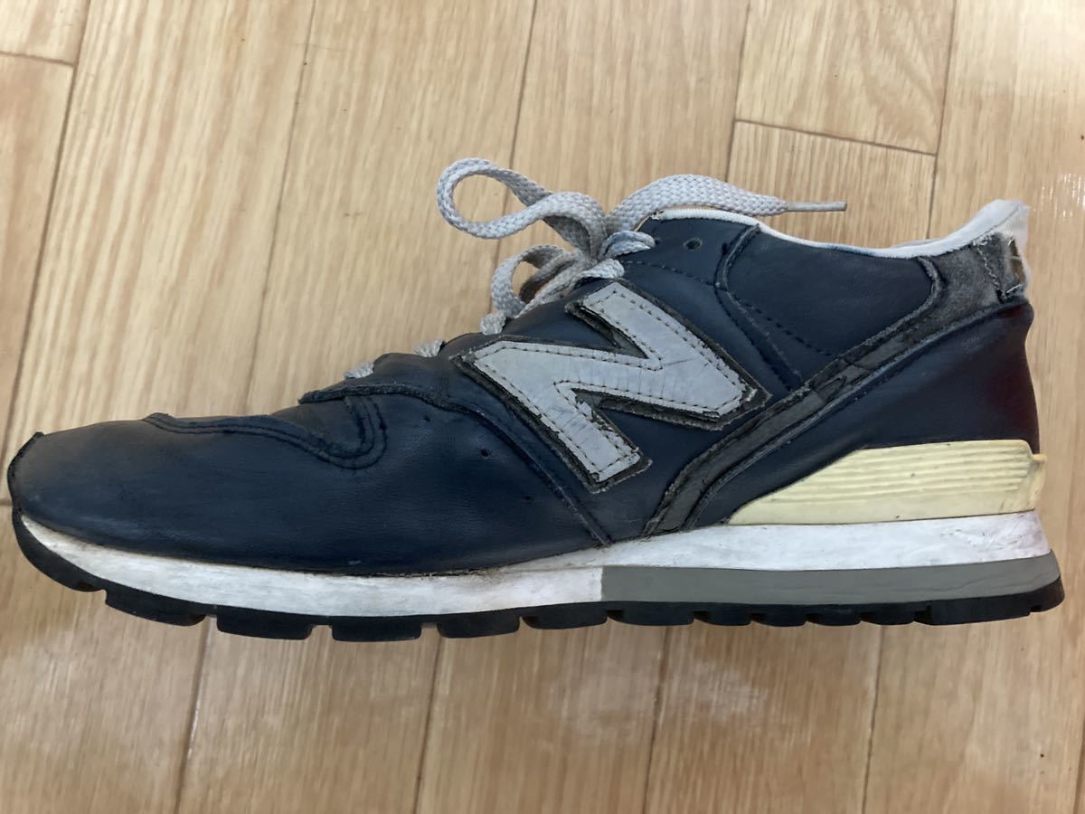 絶版廃盤 箱付 タグ付 ニューバランスNB new balance M996LN 26.5cm 8.5 オールレザー レザーネイビー 紺 革 傷、汚れアリ_画像8