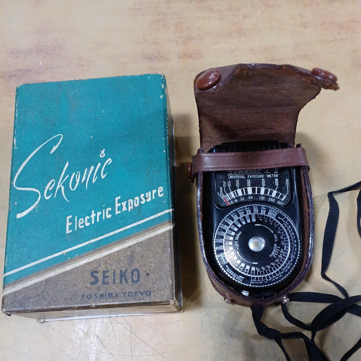 SEIKO Sekonic Electric-Exposure セコニック 露出計 K-Ⅱ ケース付き 元箱入り LEADER アンティーク 中古 動作未確認 ジャンク 保管品_画像1