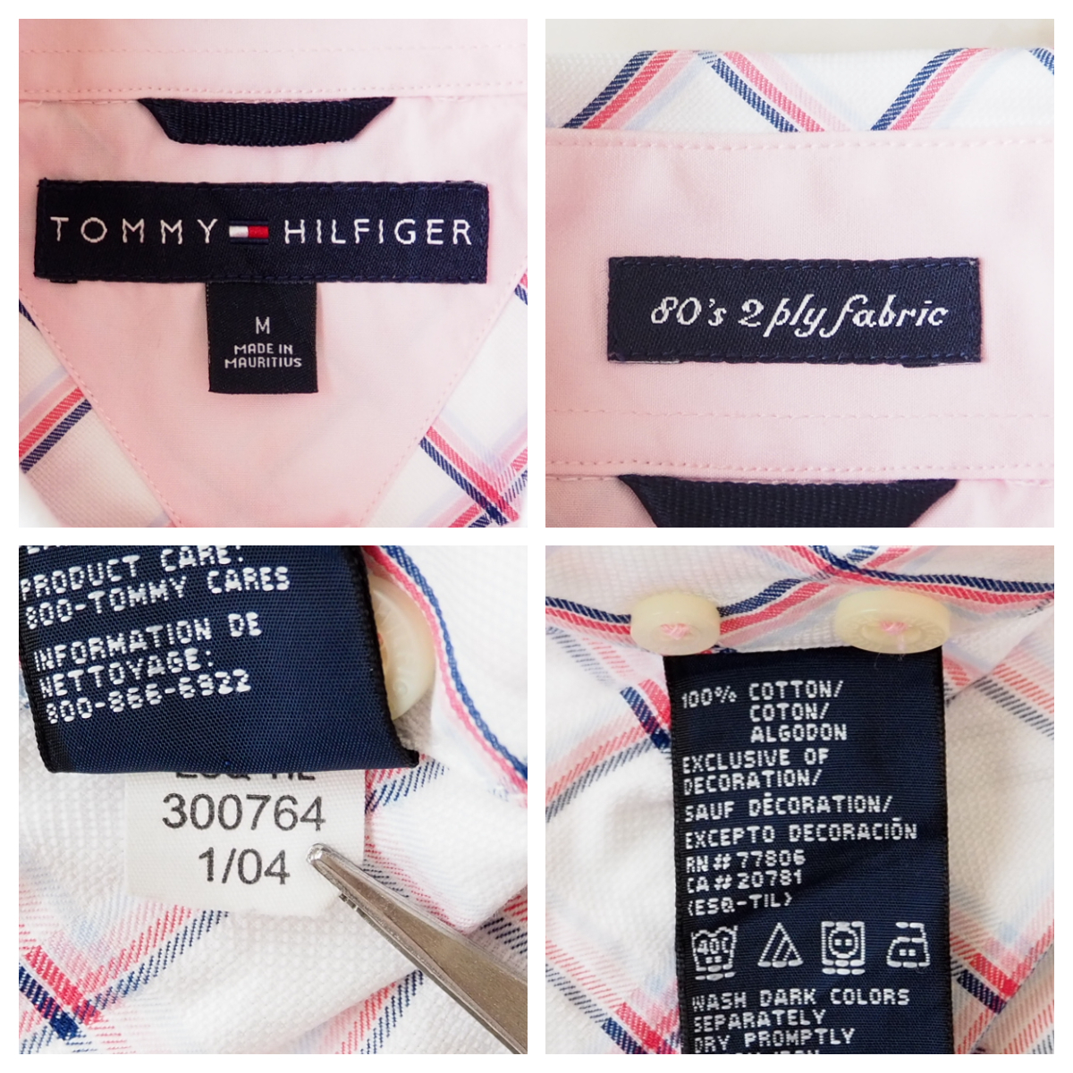 ☆送料無料☆ TOMMY HILFIGER トミーヒルフィガー USA直輸入 古着 半袖 80’s 2Ply ボタンダウン 00’s シャツ マチ付き メンズ M 中古_画像8