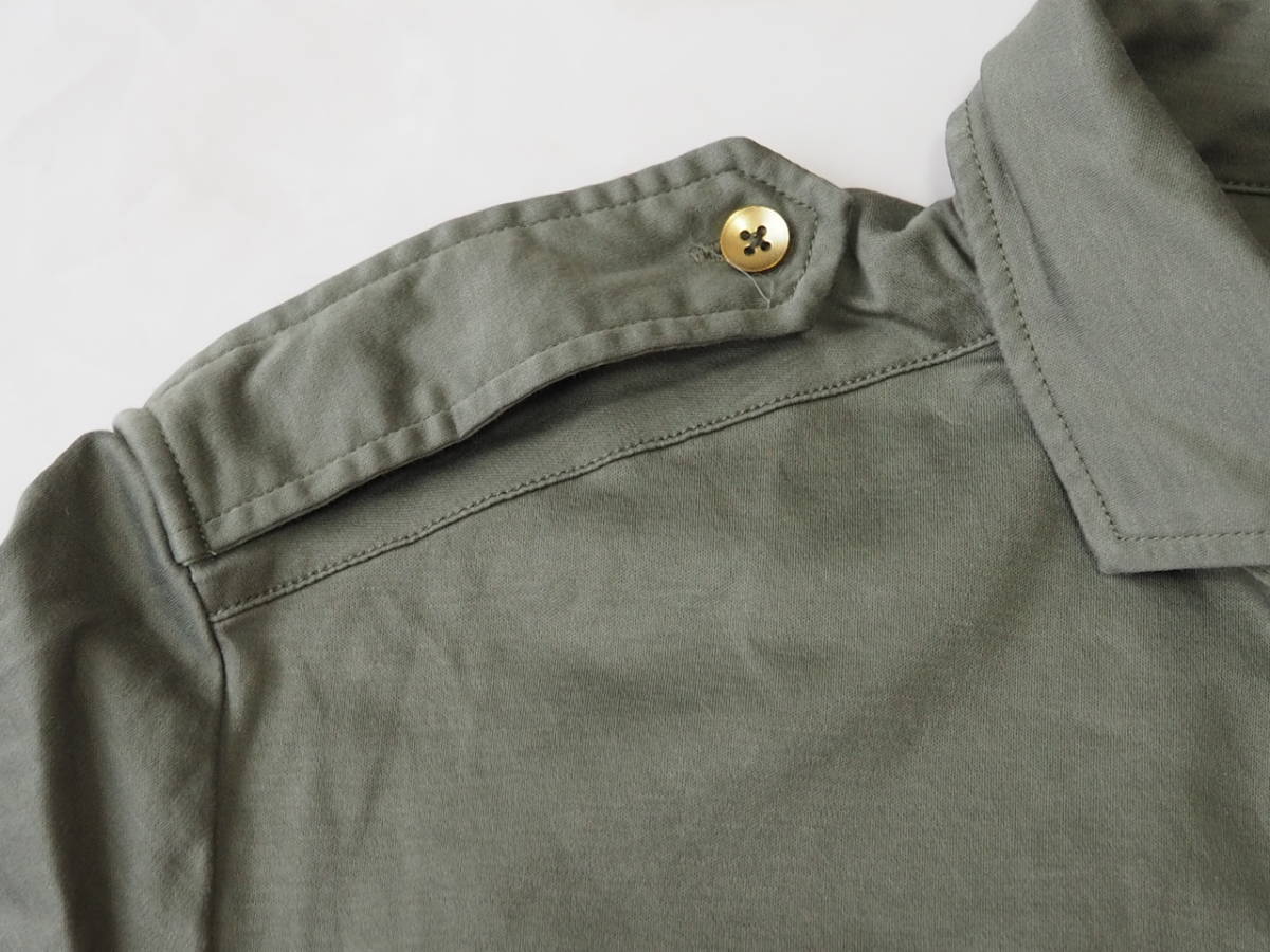 * free shipping * TAKEO KIKUCHI Escape Takeo Kikuchi Escape old clothes short sleeves Epo let attaching military manner shirt men's 3 green used prompt decision 