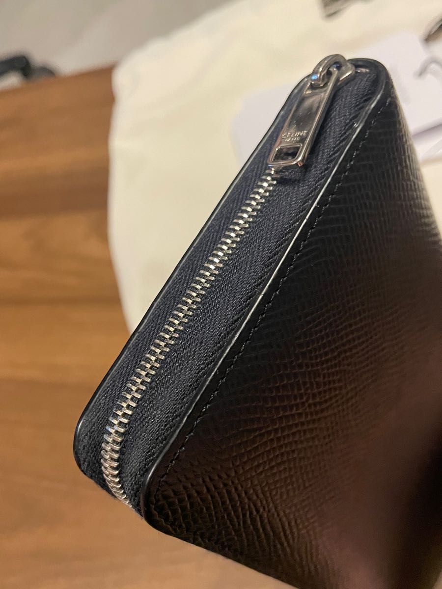 CELINE/セリーヌ 長財布 グレインドカーフスキン ラウンドファスナー ジップウォレット ネイビーブルー Navy bule