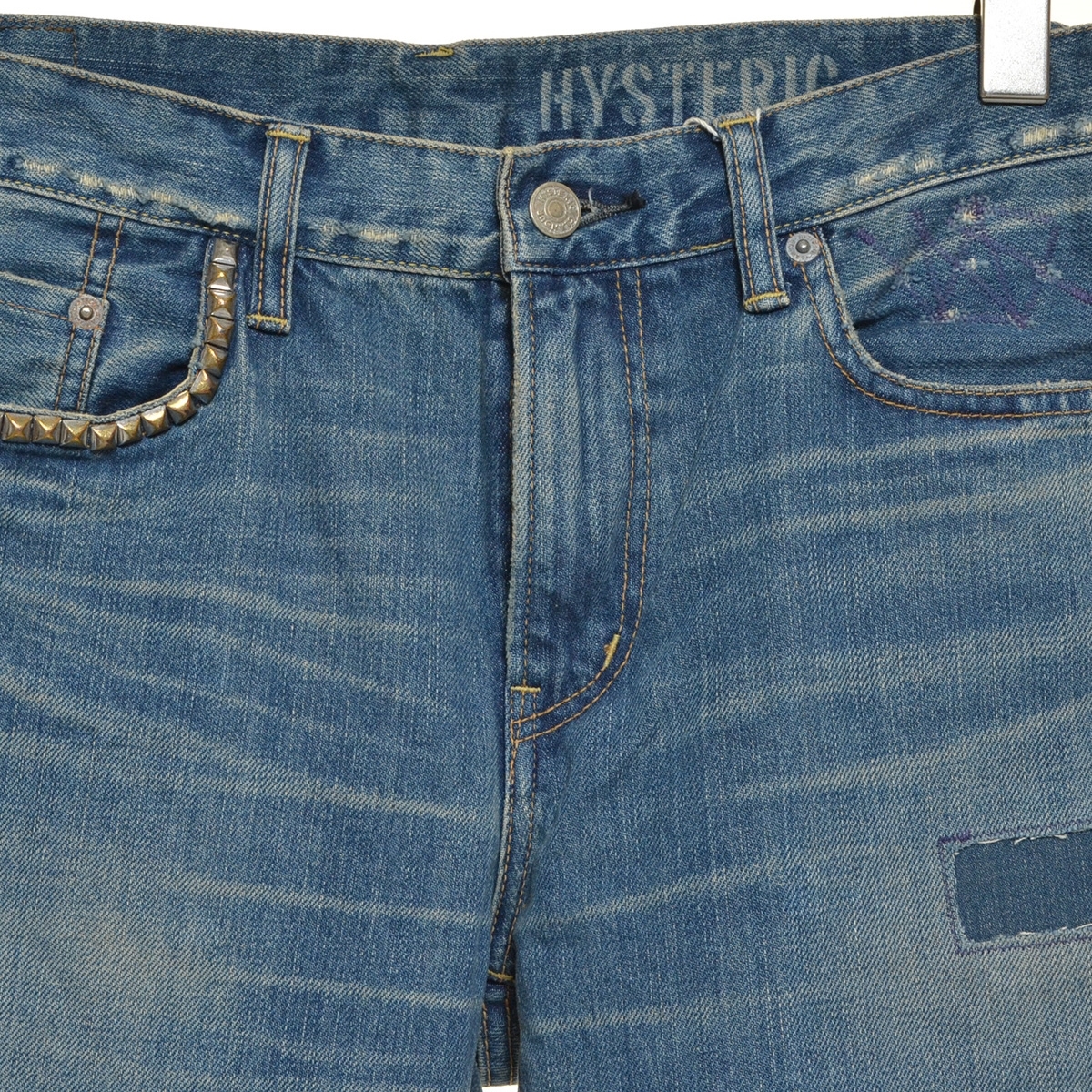 ●481907 HYSTERIC GLAMOUR ●スリムストレートデニムパンツ ジーンズ スクエアウインドウリメイク 02213AP14 W32 23SS メンズ 日本製_画像6