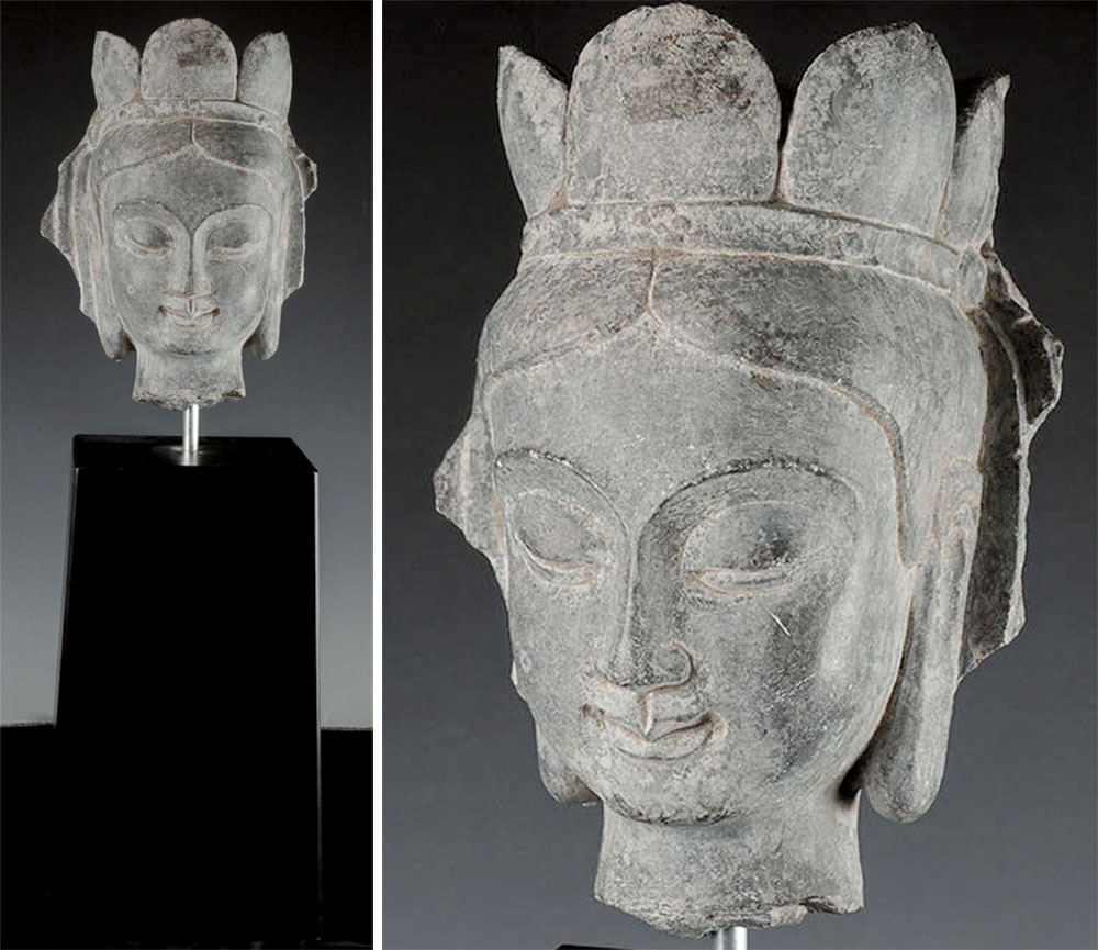 ysp39 中国古玩古代北魏石仏仏頭仏像彫刻石窟ガンダーラ高さ58cm 重さ