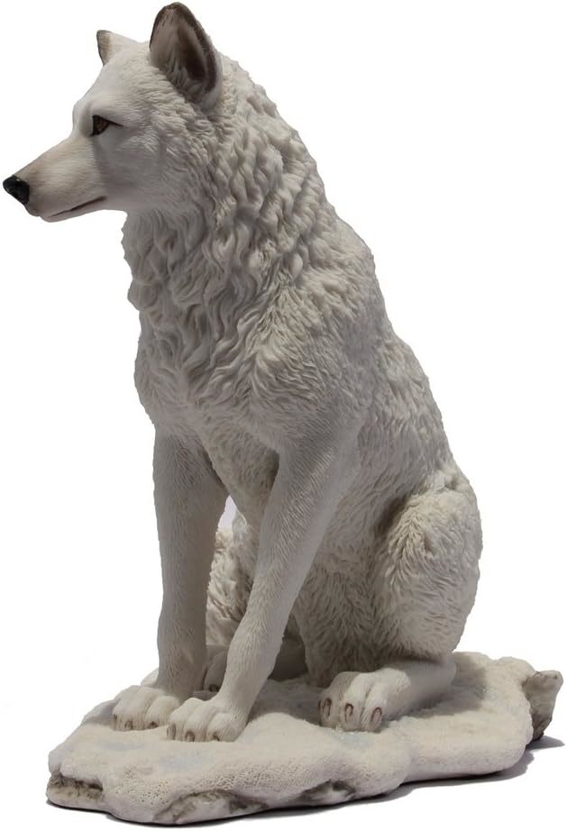 雪の中に座るオオカミ彫像 高さ19.7cm 装飾置物 ホームデコレーション 動物アート プレゼント贈り物 輸入品_画像5