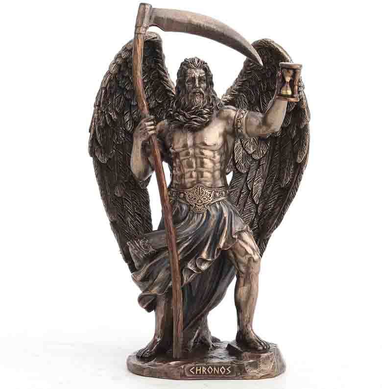 古代ギリシャ 時間の神 クロノス彫像 ブロンズ風仕上げの彫刻 高さ 18.4cm ファッションウォッチ 時刻 置物 贈り物 輸入品