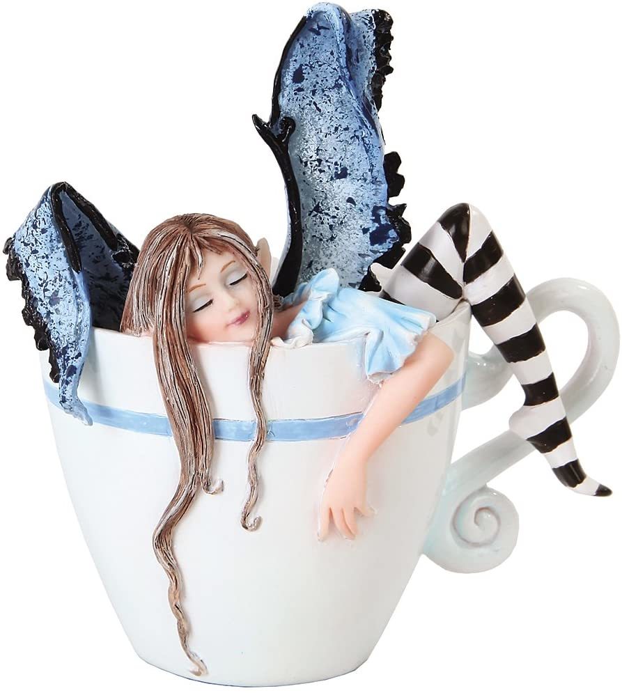コーヒーカップの中で眠る、妖精彫像 装飾置物 アート彫刻 誕生日プレゼント 贈り物(輸入品_画像1