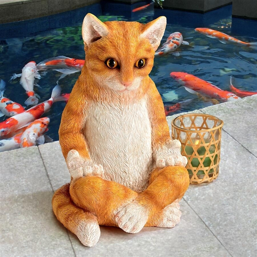 座禅を組み瞑想する、子猫ネコの彫像 ホーム装飾置物 ヨガスタジオ ペットショップ タントラ 贈り物 輸入品