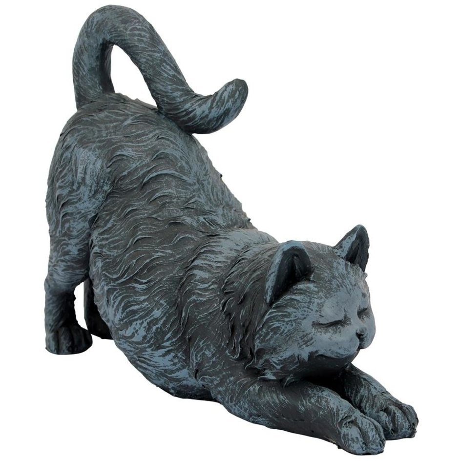 背中の伸びをして、遊び心のある猫ネコの彫像 庭園の子猫 ロッジ ガーデン装飾彫刻 芝生 園芸 玄関 新築祝い 贈り物 輸入品