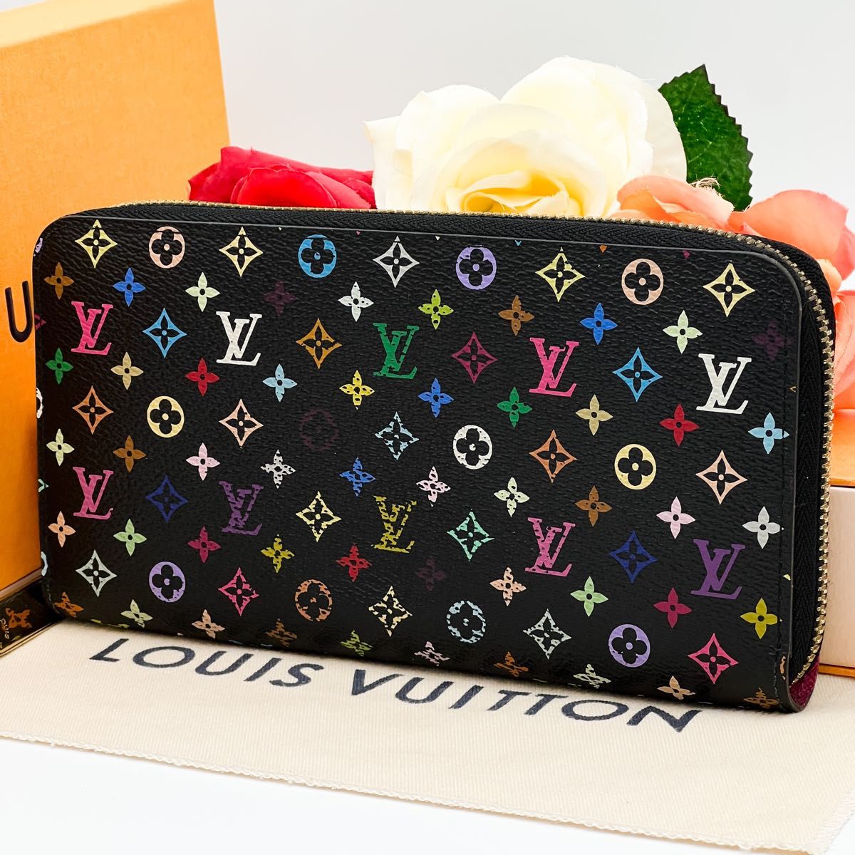 希少 LOUIS VUITTON ルイヴィトン モノグラム マルチ ジッピーウォレット グルナード 黒 ラウンド 長財布